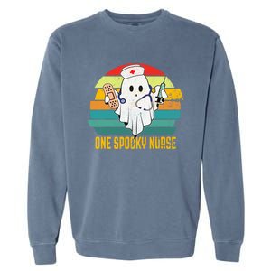 Ghosts One Spooky Nurse Halloween Nurse Fall Scrub Rn Cute Gift Garment-Dyed Sweatshirt