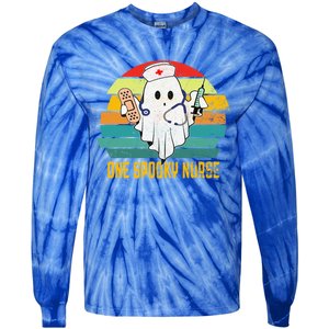 Ghosts One Spooky Nurse Halloween Nurse Fall Scrub Rn Cute Gift Tie-Dye Long Sleeve Shirt