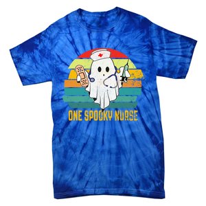 Ghosts One Spooky Nurse Halloween Nurse Fall Scrub Rn Cute Gift Tie-Dye T-Shirt