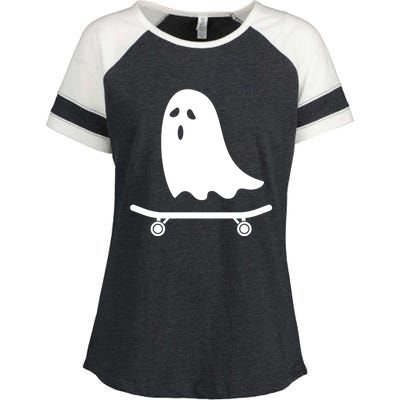 Ghost On Skateboard Halloween Great Gift Enza Ladies Jersey Colorblock Tee