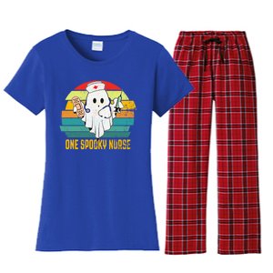 Ghosts One Spooky Nurse Halloween Nurse Fall Scrub Rn Gift Women's Flannel Pajama Set