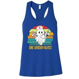 Ghosts One Spooky Nurse Halloween Nurse Fall Scrub Rn Gift Women's Racerback Tank