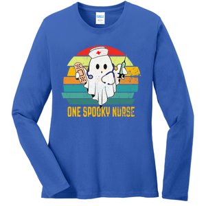 Ghosts One Spooky Nurse Halloween Nurse Fall Scrub Rn Gift Ladies Long Sleeve Shirt