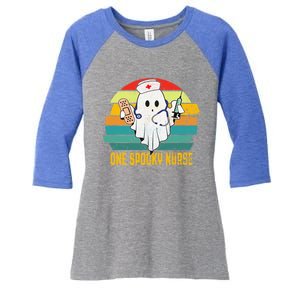 Ghosts One Spooky Nurse Halloween Nurse Fall Scrub Rn Gift Women's Tri-Blend 3/4-Sleeve Raglan Shirt