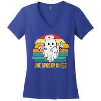 Ghosts One Spooky Nurse Halloween Nurse Fall Scrub Rn Gift Women's V-Neck T-Shirt