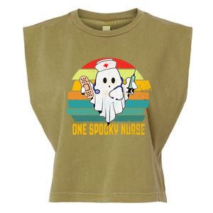 Ghosts One Spooky Nurse Halloween Nurse Fall Scrub Rn Gift Garment-Dyed Women's Muscle Tee