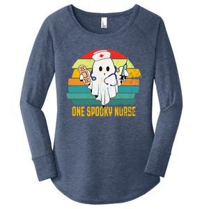 Ghosts One Spooky Nurse Halloween Nurse Fall Scrub Rn Gift Women's Perfect Tri Tunic Long Sleeve Shirt