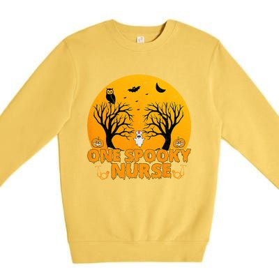 Ghosts One Spooky Nurse Halloween Nurse Fall Scrub Rn Meaningful Gift Premium Crewneck Sweatshirt