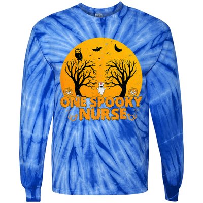 Ghosts One Spooky Nurse Halloween Nurse Fall Scrub Rn Meaningful Gift Tie-Dye Long Sleeve Shirt