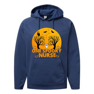 Ghosts One Spooky Nurse Halloween Nurse Fall Scrub Rn Meaningful Gift Performance Fleece Hoodie