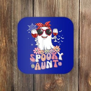 Groovy One Spooky Aunt Retro Ghost Witch Mom Halloween Gift Coaster