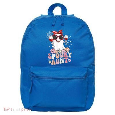 Groovy One Spooky Aunt Retro Ghost Witch Mom Halloween Gift 16 in Basic Backpack