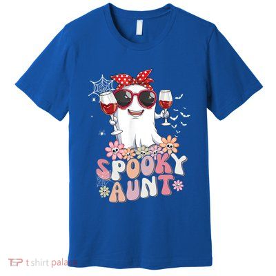 Groovy One Spooky Aunt Retro Ghost Witch Mom Halloween Gift Premium T-Shirt