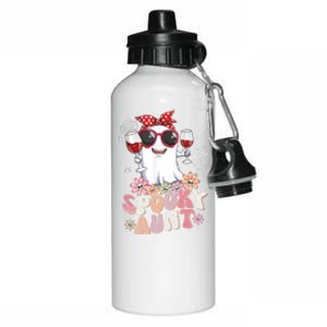 Groovy One Spooky Aunt Retro Ghost Witch Mom Halloween Gift Aluminum Water Bottle