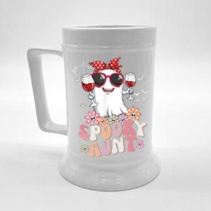 Groovy One Spooky Aunt Retro Ghost Witch Mom Halloween Gift Beer Stein