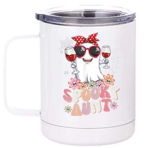 Groovy One Spooky Aunt Retro Ghost Witch Mom Halloween Gift 12 oz Stainless Steel Tumbler Cup