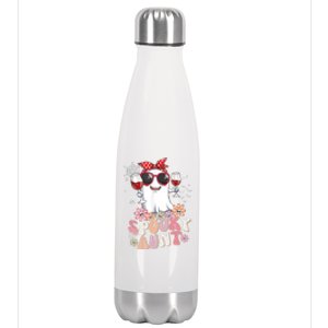 Groovy One Spooky Aunt Retro Ghost Witch Mom Halloween Gift Stainless Steel Insulated Water Bottle