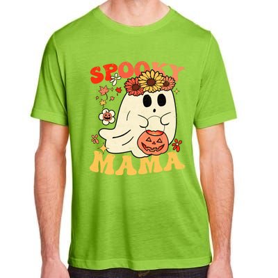 Groovy One Spooky Mama Floral Bun Ghost Mom Halloween Gift Adult ChromaSoft Performance T-Shirt