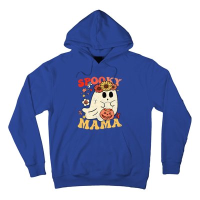 Groovy One Spooky Mama Floral Bun Ghost Mom Halloween Gift Hoodie