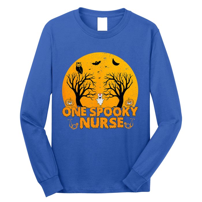 Ghosts One Spooky Nurse Halloween Nurse Fall Scrub Rn Gift Long Sleeve Shirt