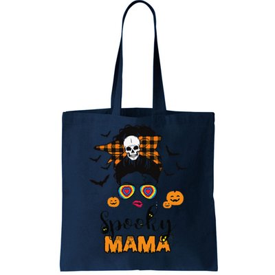 Groovy One Spooky Mama Messy Bun For Halloween Momster Tote Bag