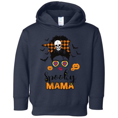 Groovy One Spooky Mama Messy Bun For Halloween Momster Toddler Hoodie