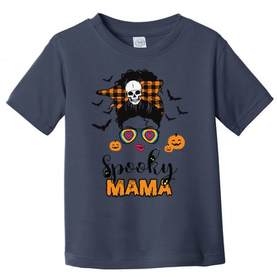 Groovy One Spooky Mama Messy Bun For Halloween Momster Toddler T-Shirt