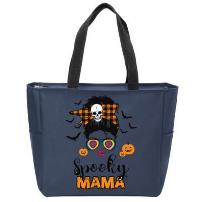 Groovy One Spooky Mama Messy Bun For Halloween Momster Zip Tote Bag