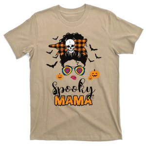 Groovy One Spooky Mama Messy Bun For Halloween Momster T-Shirt