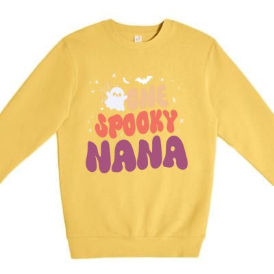 Groovy One Spooky Nana Boo Ghost Halloween Pumpkin Great Gift Premium Crewneck Sweatshirt