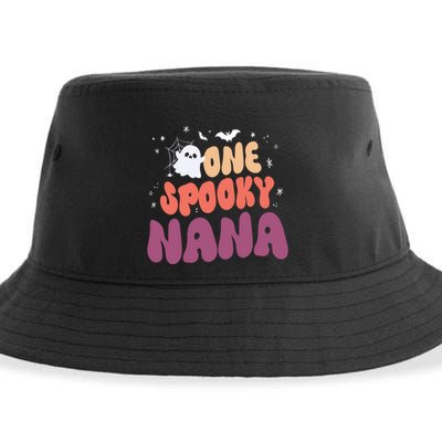 Groovy One Spooky Nana Boo Ghost Halloween Pumpkin Great Gift Sustainable Bucket Hat