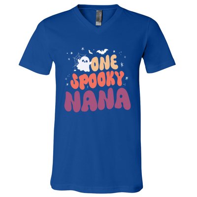 Groovy One Spooky Nana Boo Ghost Halloween Pumpkin Great Gift V-Neck T-Shirt