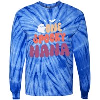 Groovy One Spooky Nana Boo Ghost Halloween Pumpkin Great Gift Tie-Dye Long Sleeve Shirt