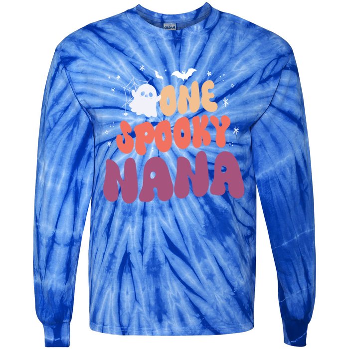 Groovy One Spooky Nana Boo Ghost Halloween Pumpkin Great Gift Tie-Dye Long Sleeve Shirt