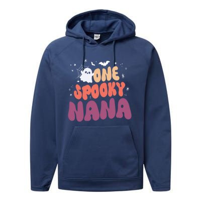 Groovy One Spooky Nana Boo Ghost Halloween Pumpkin Great Gift Performance Fleece Hoodie