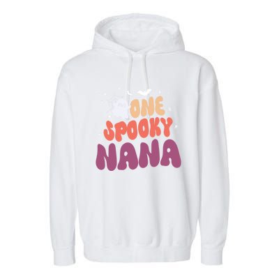 Groovy One Spooky Nana Boo Ghost Halloween Pumpkin Great Gift Garment-Dyed Fleece Hoodie