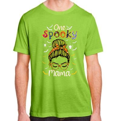 Groovy One Spooky Mama Messy Bun Witch Mom Halloween Adult ChromaSoft Performance T-Shirt