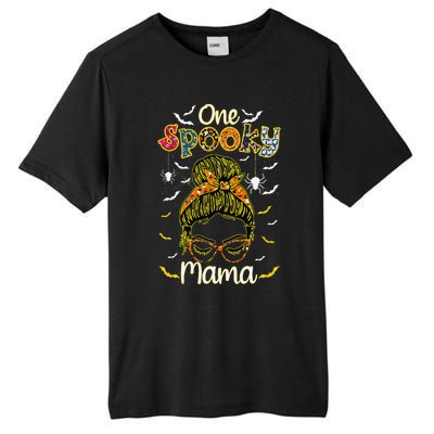 Groovy One Spooky Mama Messy Bun Witch Mom Halloween Tall Fusion ChromaSoft Performance T-Shirt