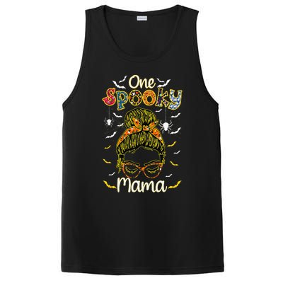 Groovy One Spooky Mama Messy Bun Witch Mom Halloween PosiCharge Competitor Tank