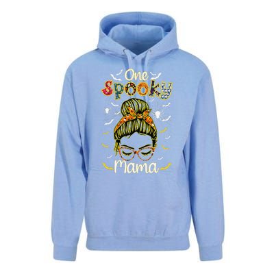 Groovy One Spooky Mama Messy Bun Witch Mom Halloween Unisex Surf Hoodie