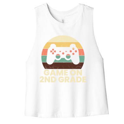 Game On Second Grade Gamer Cute 2Nd Grade Cool Gift Women's Racerback Cropped Tank