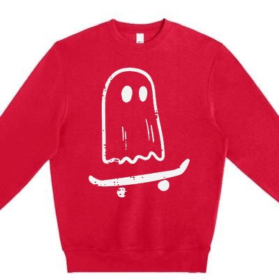 Ghost On Skateboard Funny Retro Halloween Premium Crewneck Sweatshirt