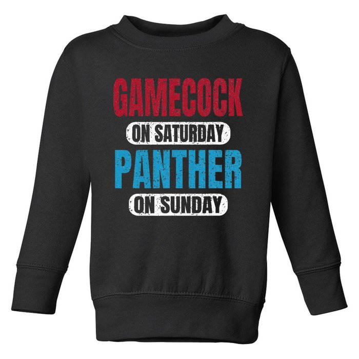 Gamecock On Saturday Panther On Sunday Sports Fans Vintage Toddler Sweatshirt