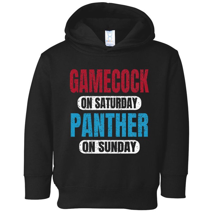 Gamecock On Saturday Panther On Sunday Sports Fans Vintage Toddler Hoodie