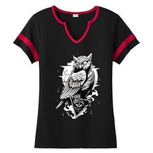 Goth Owl Shirts Spooky Owl Shirts Cool Owl Ladies Halftime Notch Neck Tee