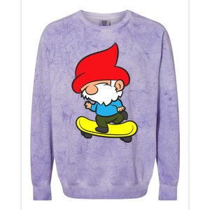 Gnome On Skateboard Cute Gnome Skateboarding Premium Colorblast Crewneck Sweatshirt