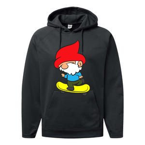 Gnome On Skateboard Cute Gnome Skateboarding Premium Performance Fleece Hoodie