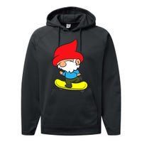 Gnome On Skateboard Cute Gnome Skateboarding Premium Performance Fleece Hoodie