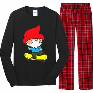 Gnome On Skateboard Cute Gnome Skateboarding Premium Long Sleeve Pajama Set