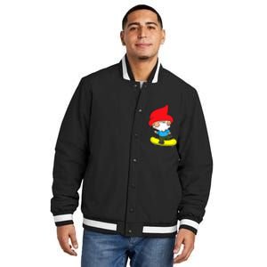 Gnome On Skateboard Cute Gnome Skateboarding Premium Insulated Varsity Jacket